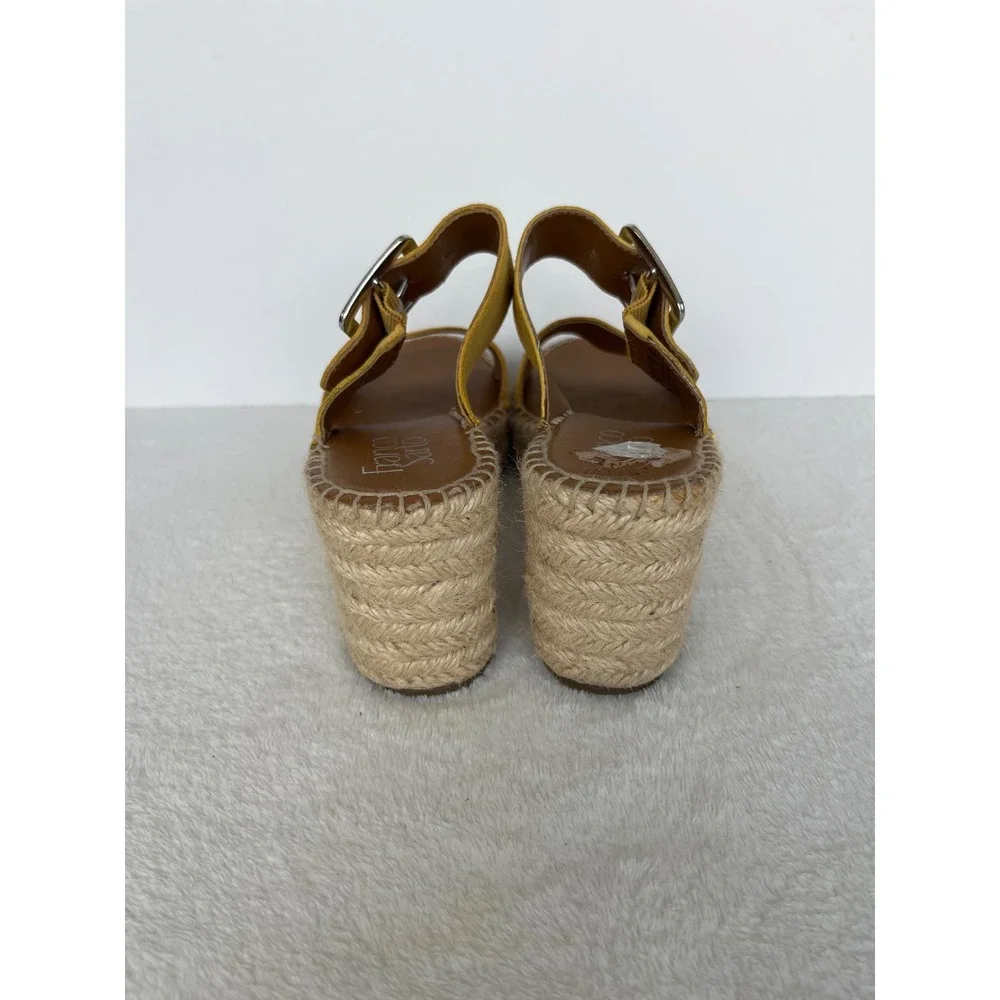 Franco Sarto Coastal Yellow Mustard Espadrille Wedge Sandals Womens 8M boho chic